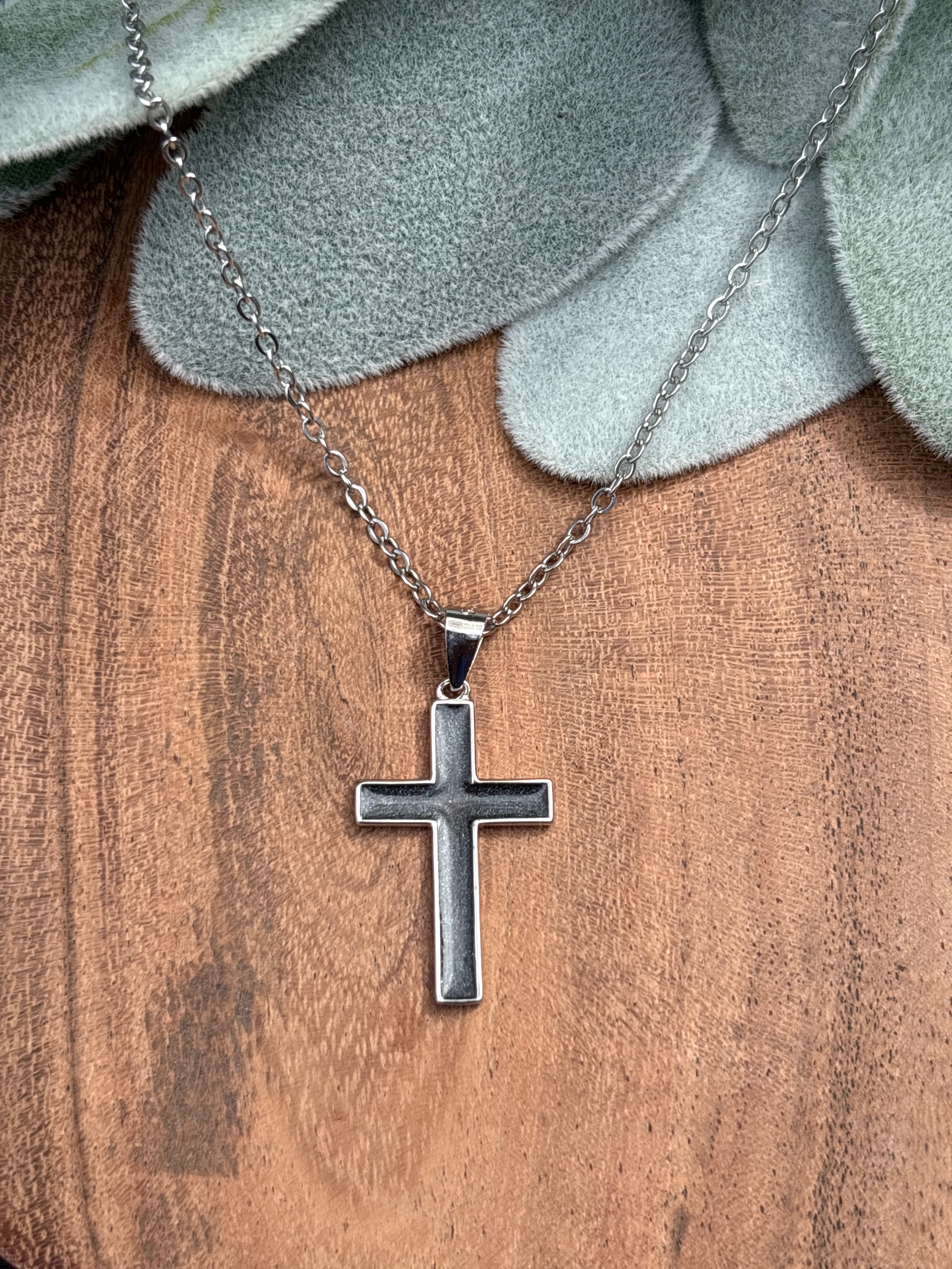 Eternal Grace Cross Cremation Necklace - Sterling Silver Ashes Memorial Pendant