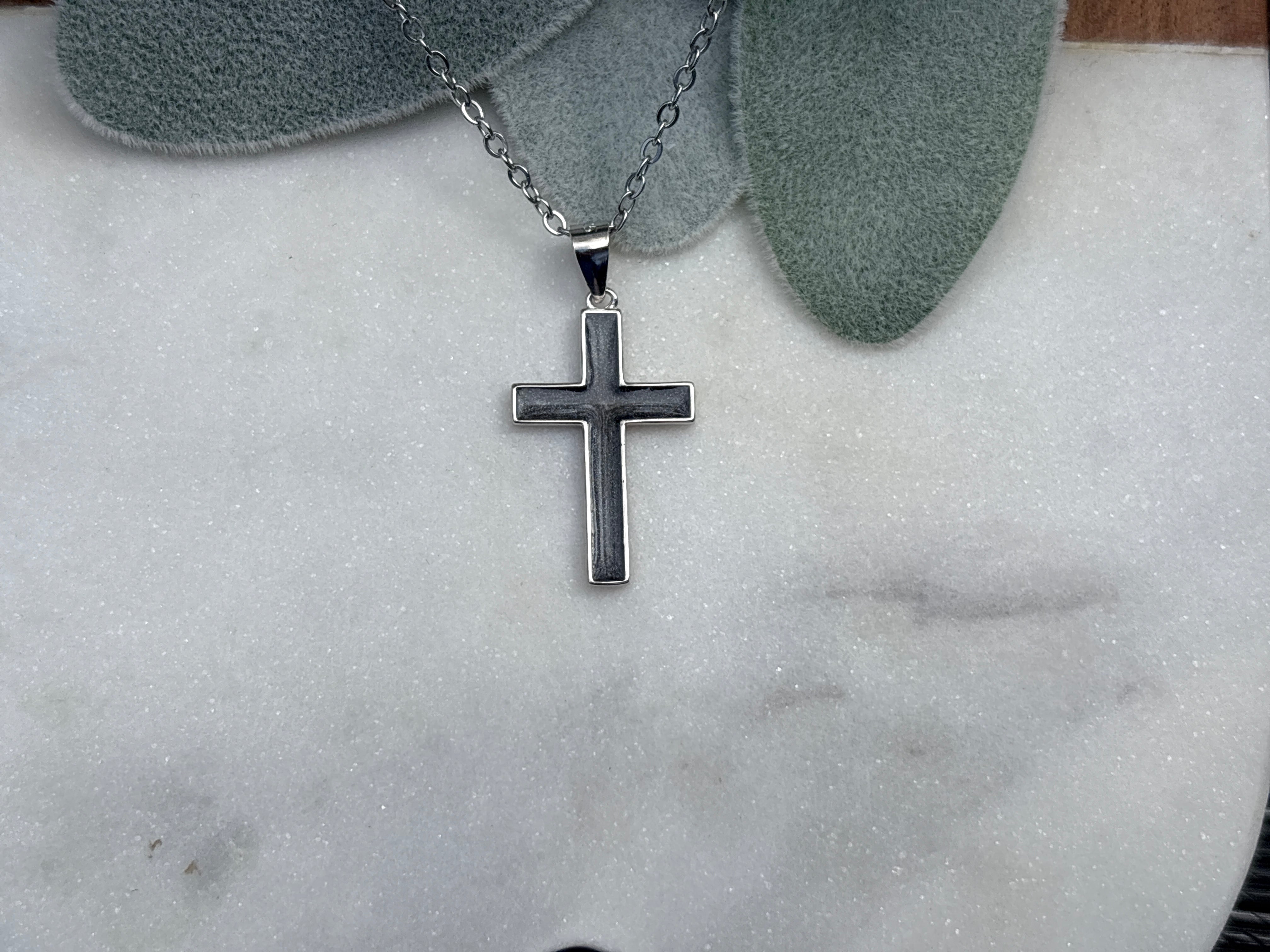 Classic Cross Cremation Necklace - Sterling Silver Ashes Memorial Pendant