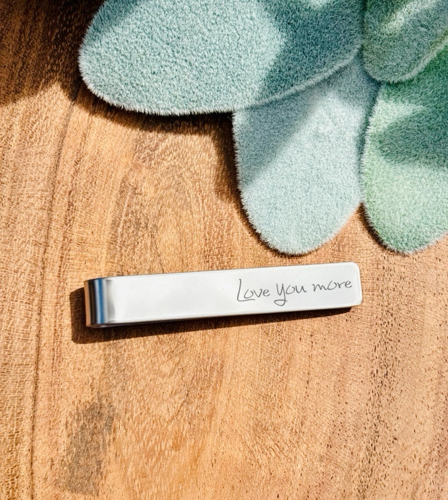 Custom Engraved Tie Clip - Handwriting Memorial or Gift