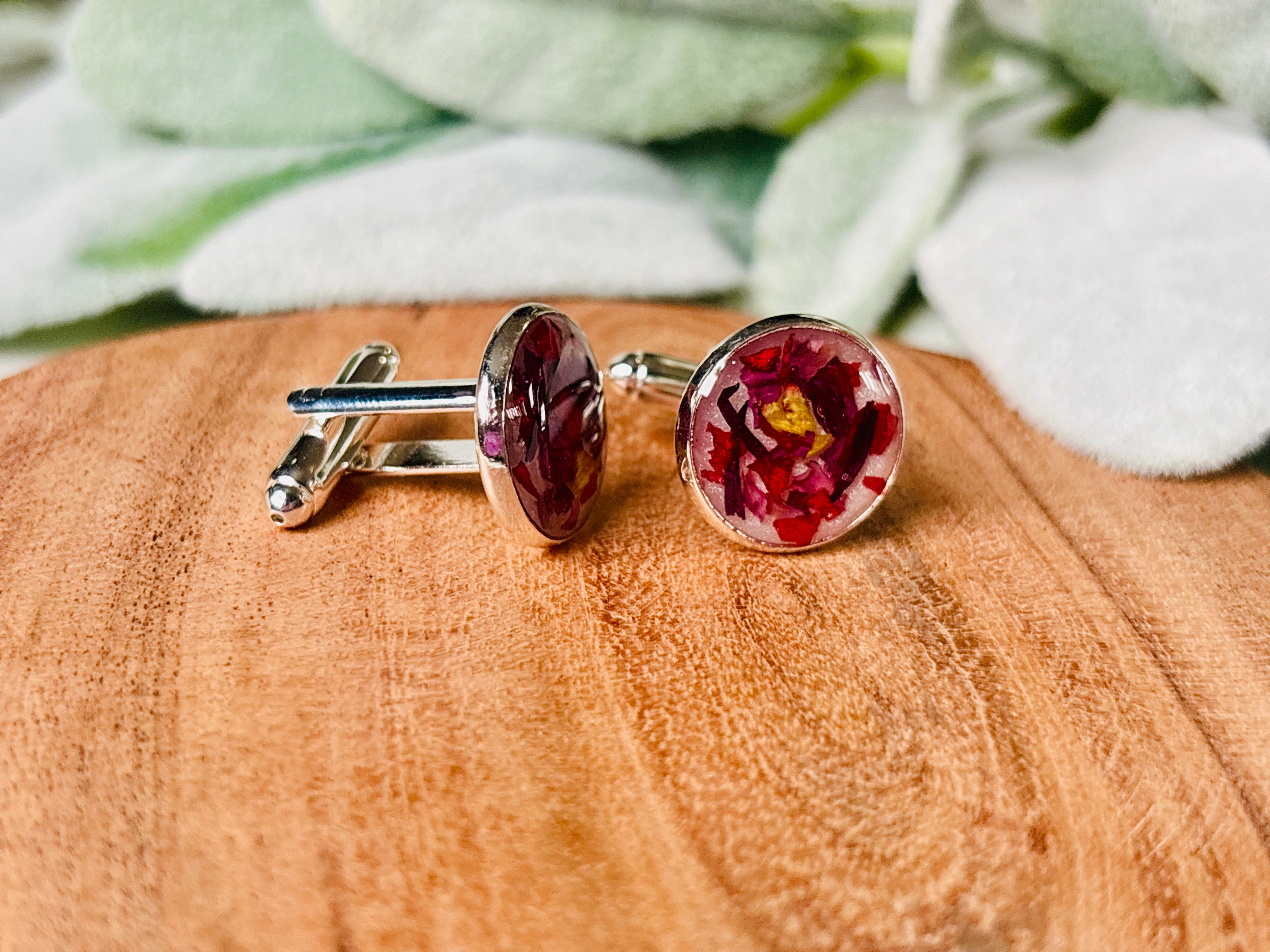 Blooming Memories Ashes Flowert Cufflinks – Memorial Keepsake for Him