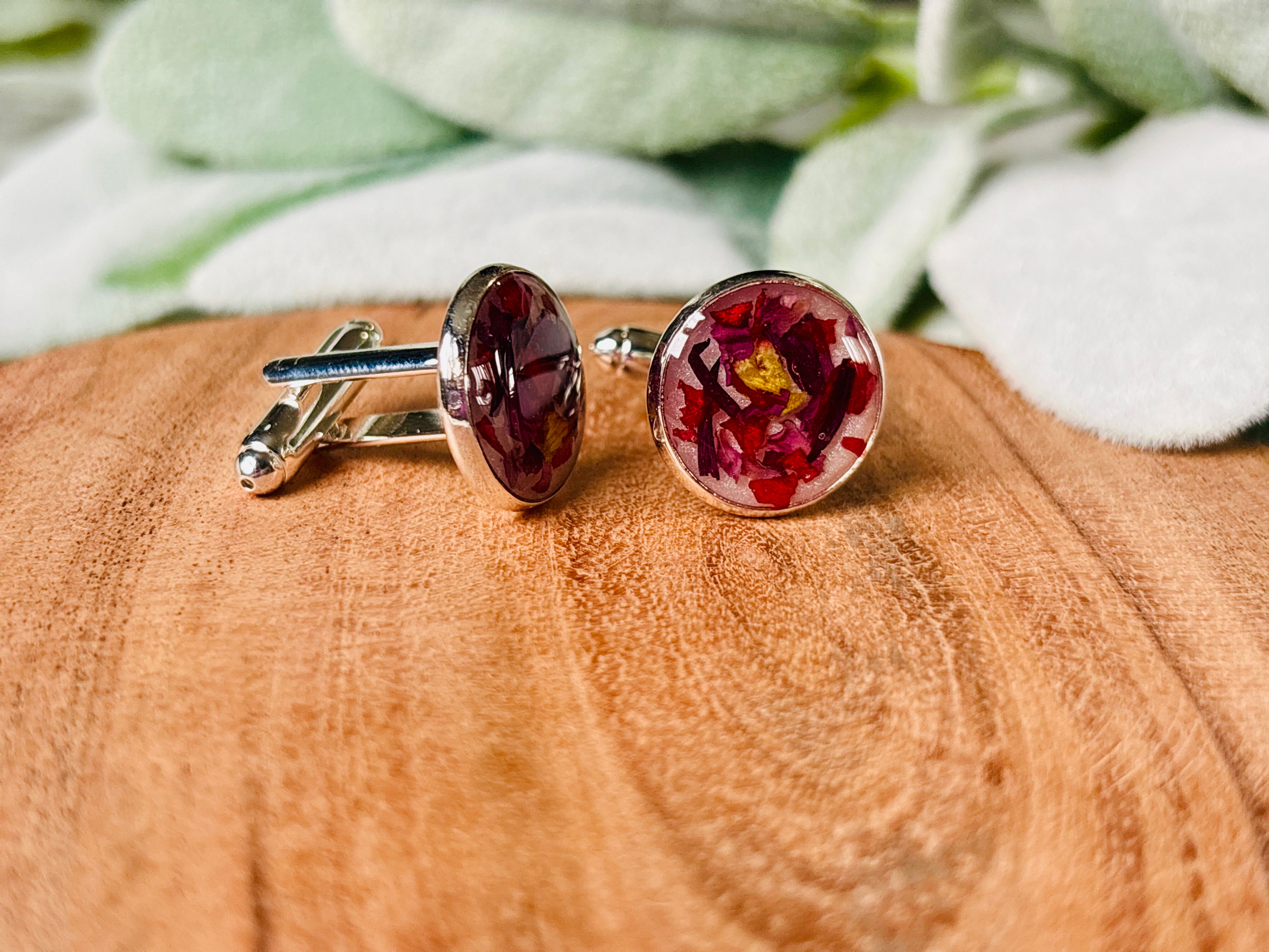 Blooming Memories Ashes Flowert Cufflinks – Memorial Keepsake for Him