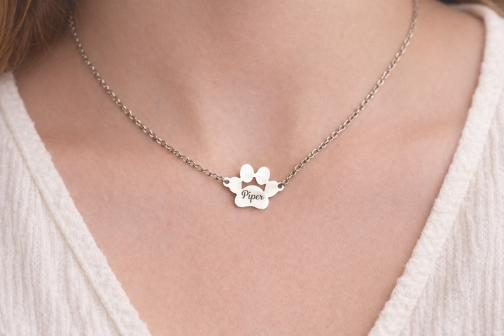 Engraved Paw Print Necklace