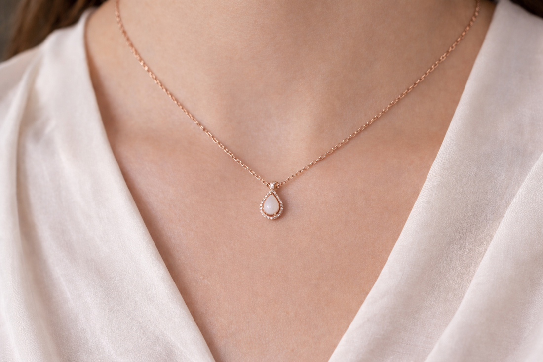 Dainty memorial jewelry necklace made with ashes or breastmilk personalized keepsake pendant rose gold