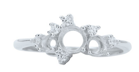 3 Stone Round Breastmilk Ring