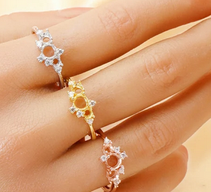 3 Stone Round Breastmilk Ring