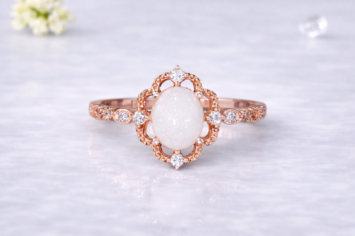 Vintage Oval Ring - Vintage-Inspired Keepsake with Ashes