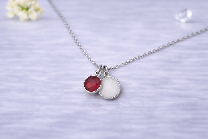 Round Minimalist Necklace - Breastmilk or Ashes Keepsake