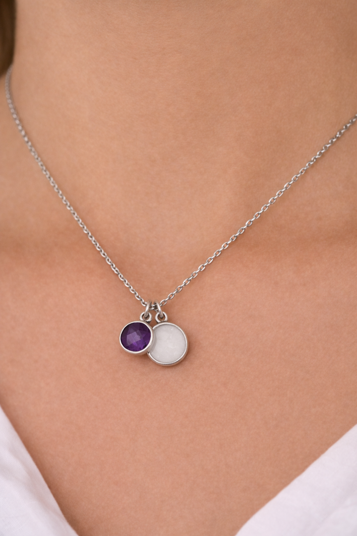 Round Minimalist Necklace - Breastmilk or Ashes Keepsake