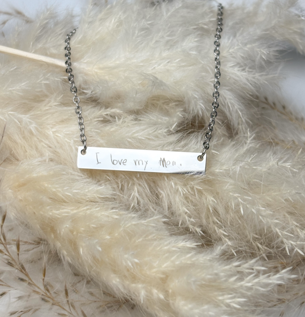 Handwriting Bar Necklace - Personalized Signature Jewelry